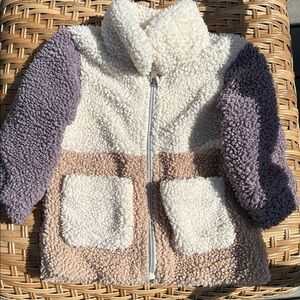 H&M Cozy Sherpa Jacket with Purple Sleeves 12M